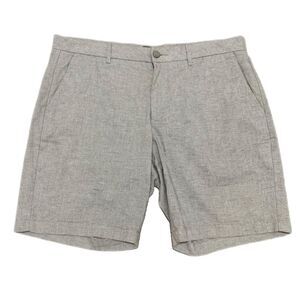MARC ANTHONY Luxury 100% Cotton Flat Front Men’s 36 Gray  Shorts Texture.